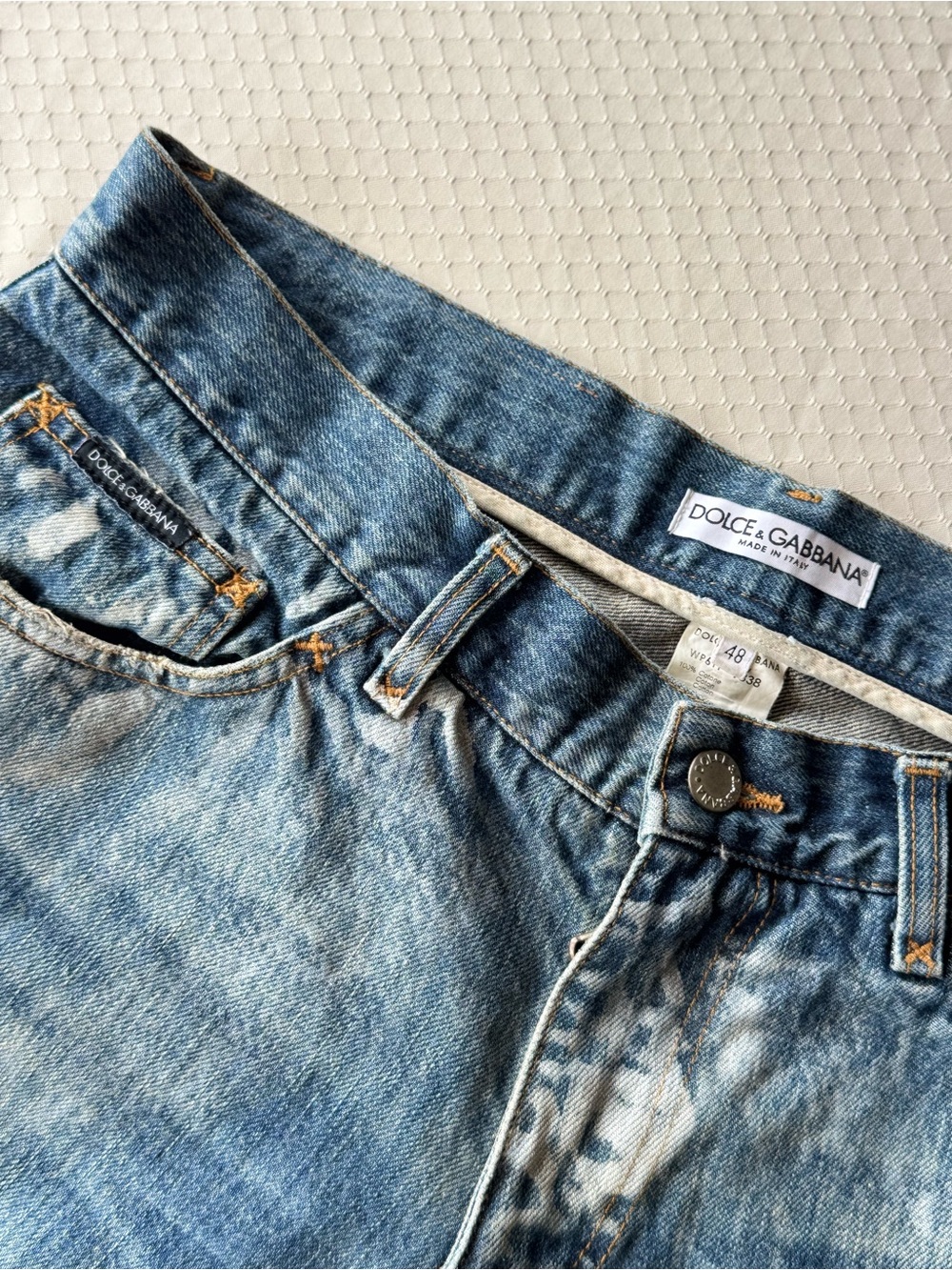 Dolce & Gabbana Men’s Washed Blue Denim Relaxed Jeans